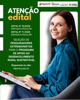 EMPAER e FAPESQ lançam editais para seleção de bolsistas com formação Acadêmica e Técnica