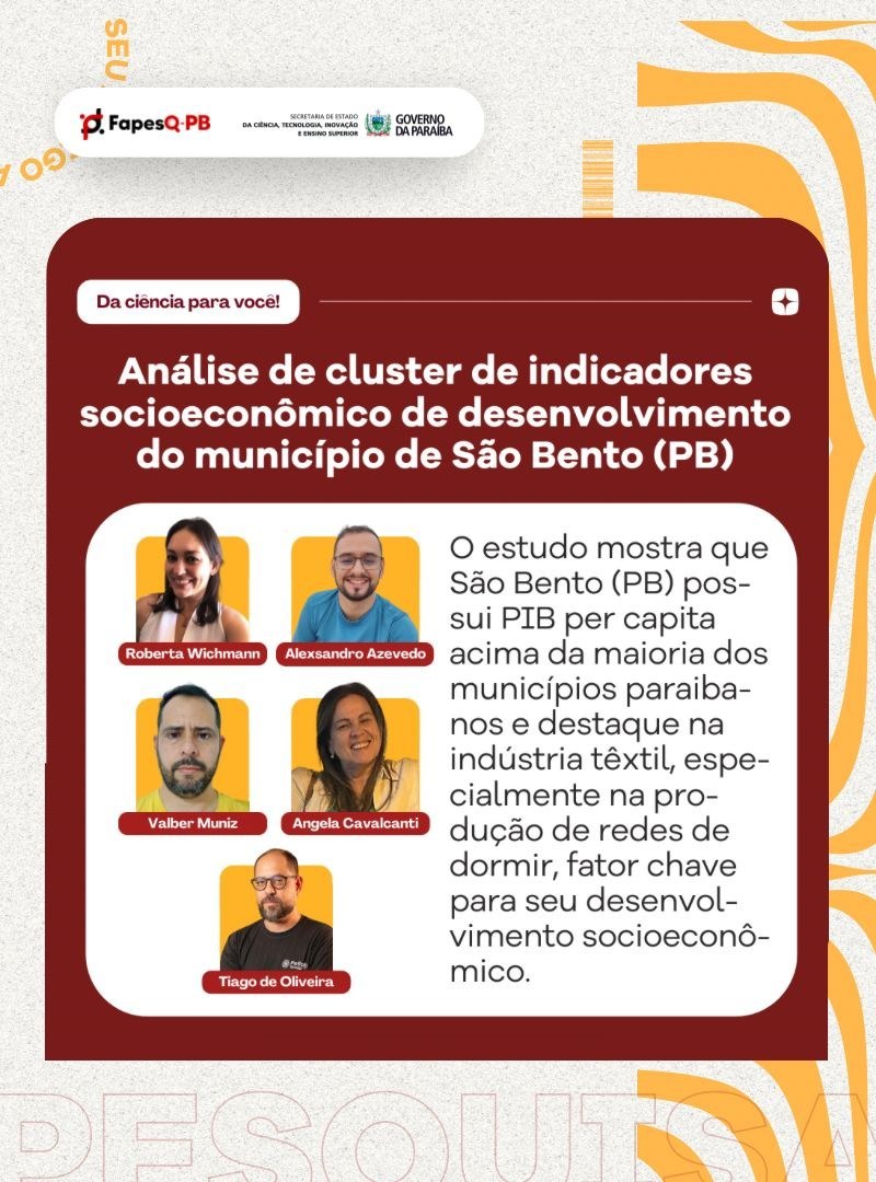 Análise de cluster de indicadores socioeconômico de desenvolvimento do município de São Bento