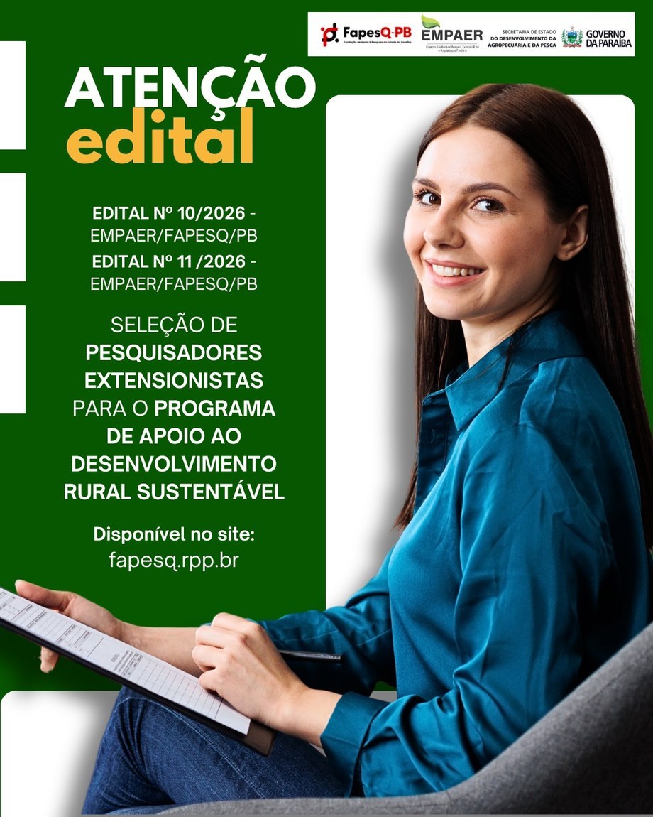 EMPAER e FAPESQ lançam editais para seleção de bolsistas com formação Acadêmica e Técnica